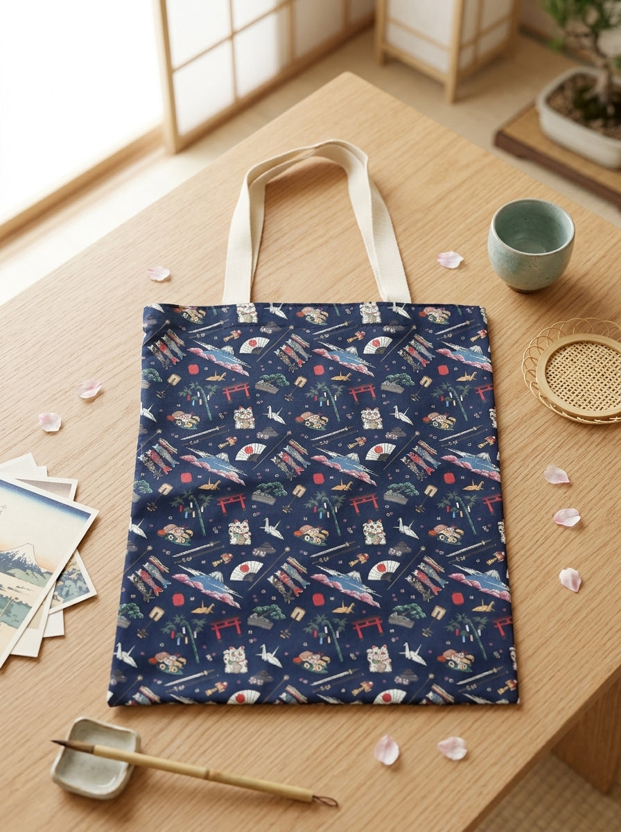 Japanese Icons All-Over Print Polyester Tote Bag