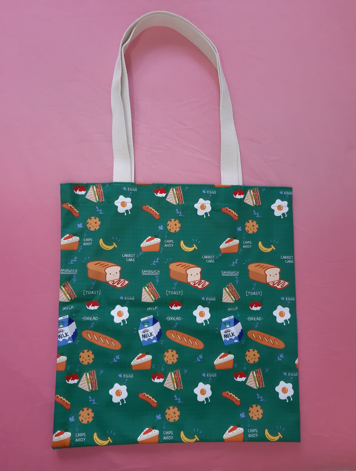 Kawaii Food Collage Polyester Tote Bag