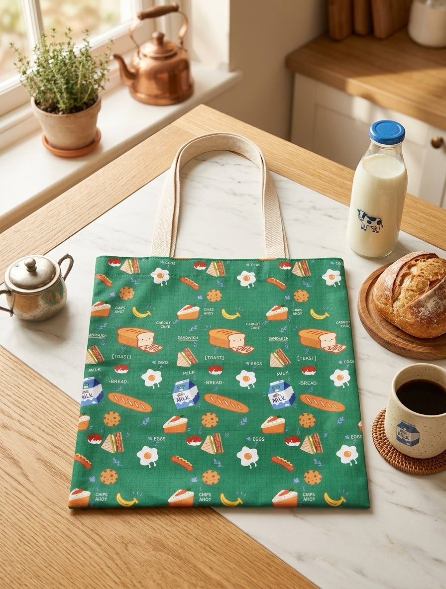 Kawaii Food Collage Polyester Tote Bag