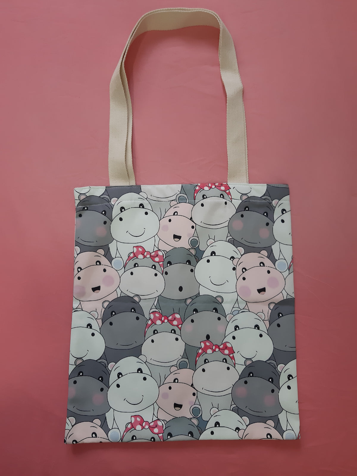 Kawaii Hippos Polyester Tote Bag