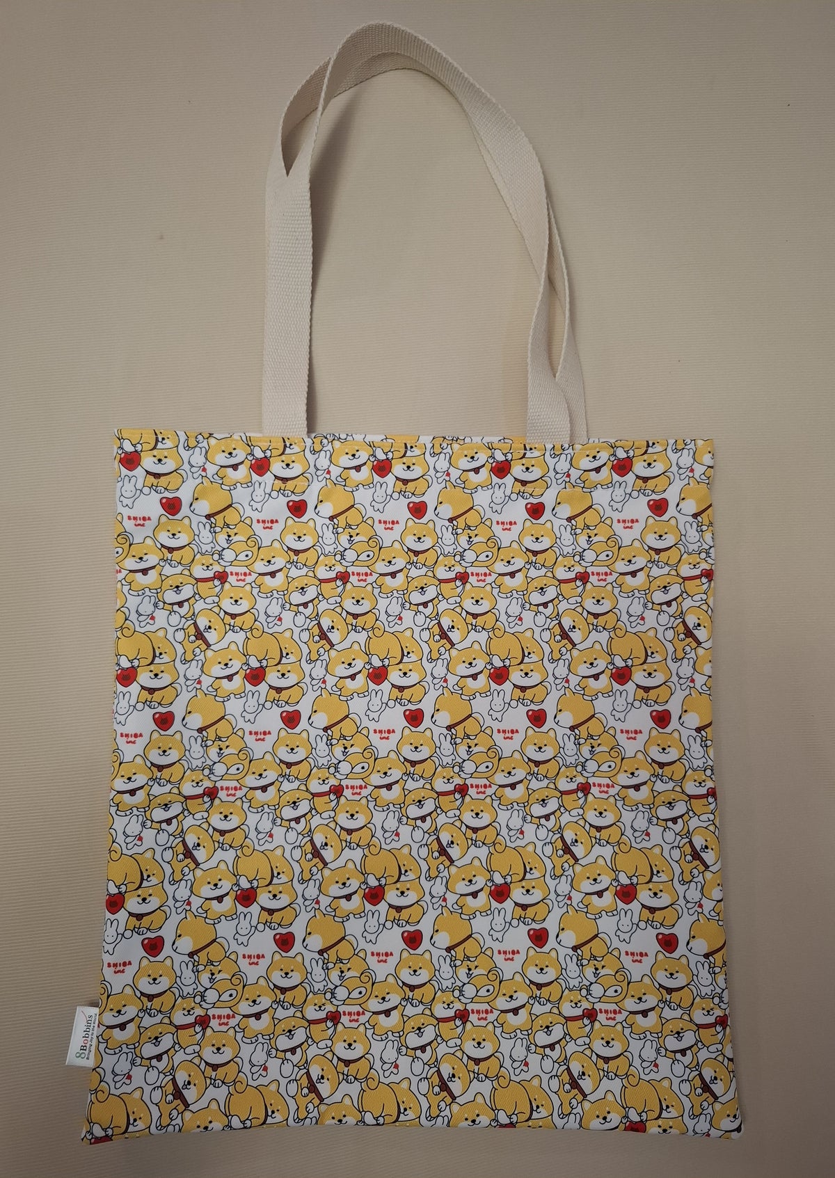 Shiba Inu Hearts & Rabbits Polyester Tote Bag