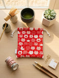 Japanese Red Cat Drawstring Pouch (24cm × 20cm)