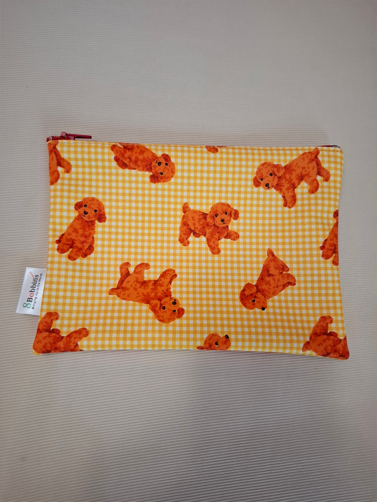 Golden Retriever Puppies Zippered Pouch (Gingham) (24cm × 20cm)