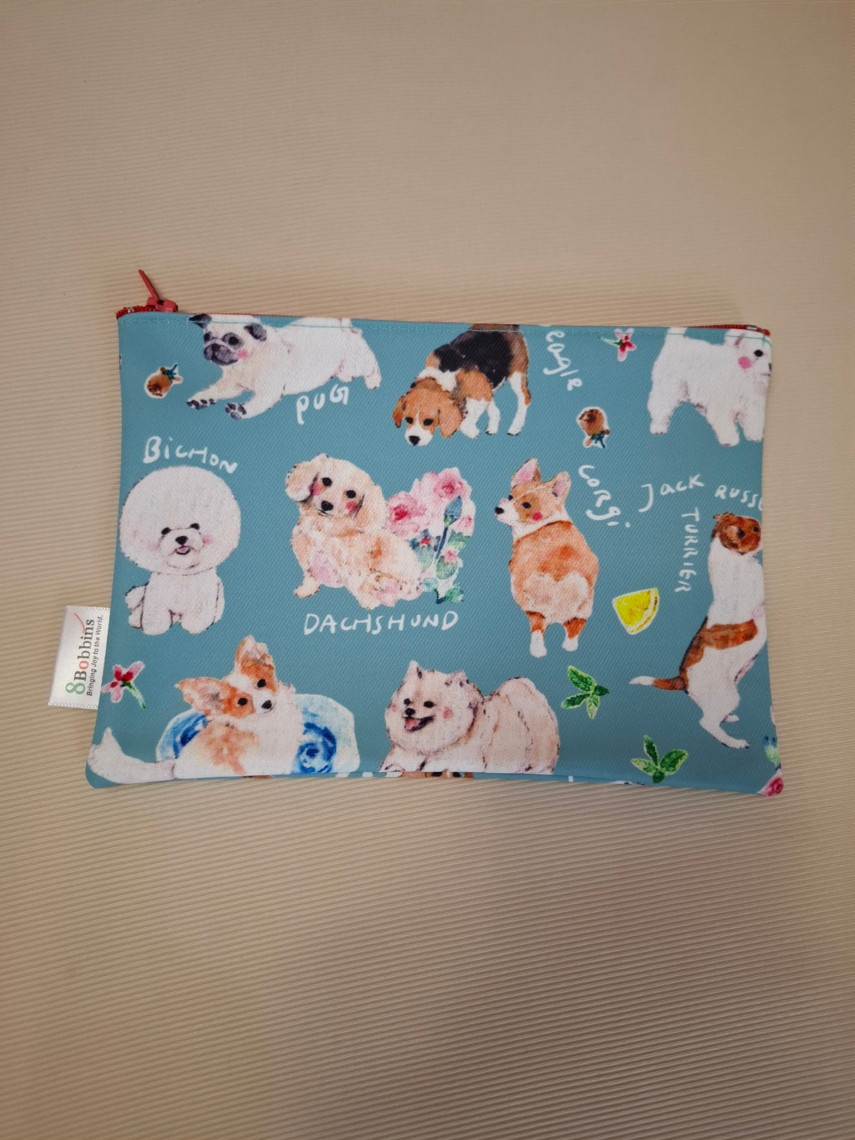 Dog Breeds Garden Party Zippered Pouch (24cm × 20cm)