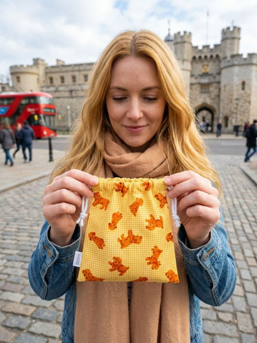 Golden Retriever Puppies Drawstring Pouch (24cm × 20cm)